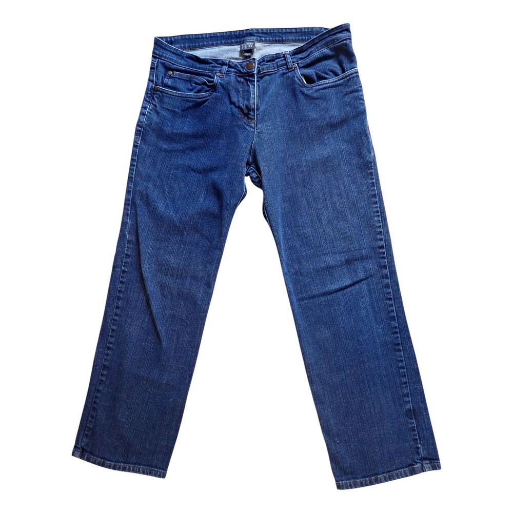 Eileen Fisher Jeans PL Petite Large Straight Leg Blue Organic Cotton Stretch